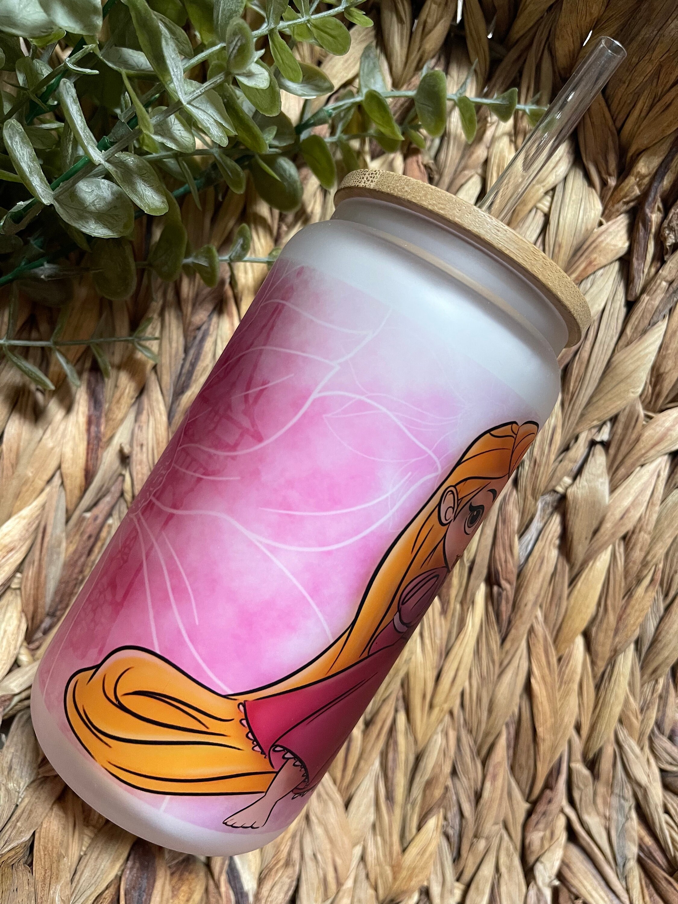 Rapunzel Glass Can, Custom Glass Cans, Coffee Glass Cup - Etsy