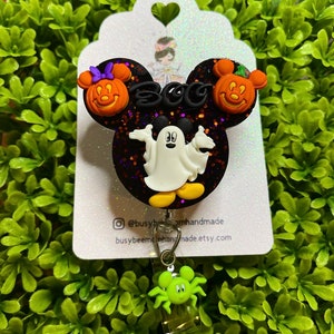 Mouse Halloween Inspired Badge Reel, Halloween Badge reel , Ghosts, Badge holder,halloween