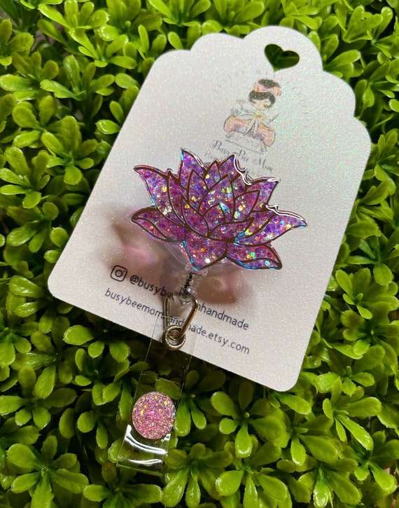 Lotus Badge Reel, Flower Badge Holder