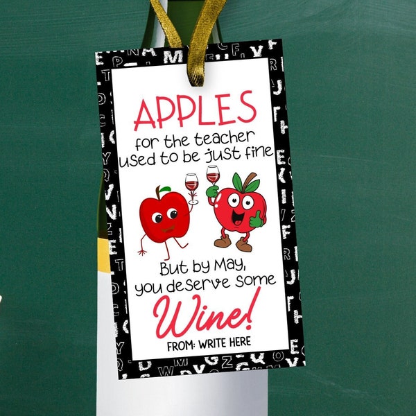 Teacher Wine Gift Tag, Wine Teacher Appreciation Week Tag, Teacher Wine Thank You Gift Tag, Wine Gift For Teacher, Wine Label School Teacher