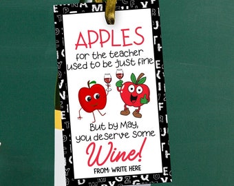 Etiqueta de regalo de vino para profesores, etiqueta de regalo de vino de agradecimiento para profesores, regalo de vino de agradecimiento para profesores, regalo de vino de fin de año para profesores
