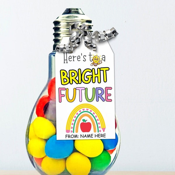 Kindergarten Graduation Gift Tag, Grad Party Favor Tags, Rainbow Gift Tag, Preschool Graduation Party Gifts For Students, Future Is Bright