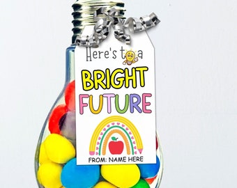 Kindergarten Graduation Gift Tag, Grad Party Favor Tags, Rainbow Gift Tag, Preschool Graduation Party Gifts For Students, Future Is Bright