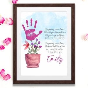 Druckbares Muttertags-Handabdruck-Geschenk PreK, ich werde wie eine Blume wachsen-Handabdruck-Geschenk für Mutter-Großmutter von Kindern Baby-Kind-Kleinkind-Vorschule