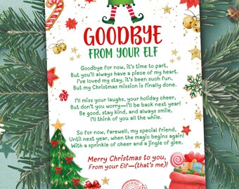 Elf Goodbye Letter, Editable Elf departure letter, Christmas Elf Farewell Poem Message, Printable Elf Letter for Kids, Elf Tradition Ideas,