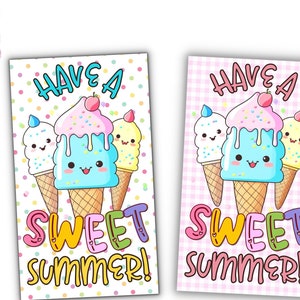 Heb een zoete zomer ijs tags, Zoete zomer tag, Leraren Eindejaarsstudenten geschenken, Kids klas behandelt feestartikelen tags afdrukbaar