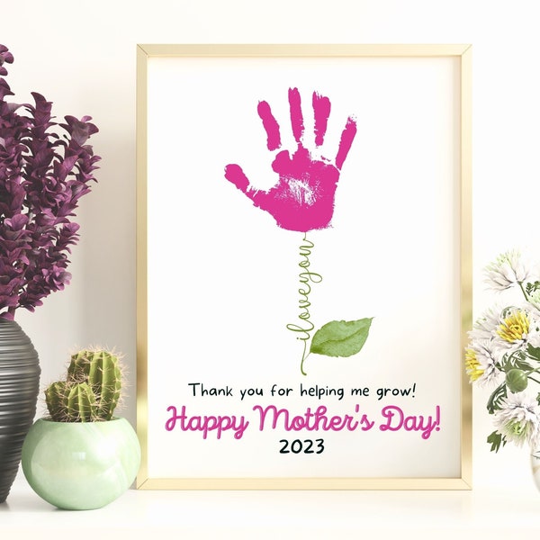 Printable Mother's Day Handprint Craft, Mothers Day kids Gift for mom, Flower HandPrint Art, Mother's Day Keepsake, Child Toddler Baby