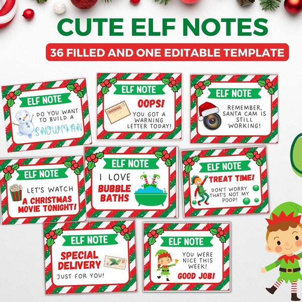 Druckbare Elf Aktivitäten Notizen, 24 Tage Einfache Elf Ideen, Last Minute Elf Nachrichten, bearbeitbare Elf Notizvorlage, Elf Ankunft Notizen, Elf Spiele