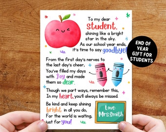 End of School Year Letter For Students, Graduation Poem, Last Day Of School Student Gift From Teacher Preschool End Of Year Gift Students
