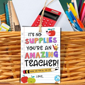 Levering leraar waardering tag, leraar leveringen cadeau tag, school aanbod leraar tag, dank u tags, terug naar school cadeau, aanbod mand