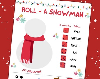 Roll A Snowman Game | Printable Christmas Game  For Kids | Winter Activity For Kids | Kids Christmas Party Game | Holiday Classroom Game