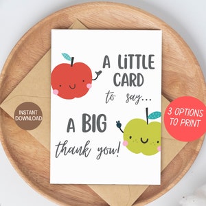 Leraar waardering kaart, leraar dank u kaart, afdrukbare leraar cadeau, schattige Apple leraar kaart, leraar waardering week cadeau