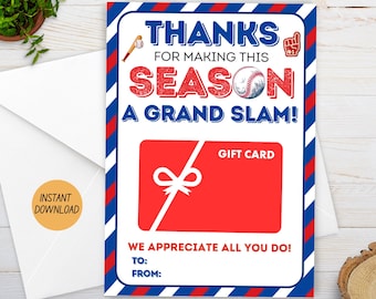 Baseball Coach Gift Card Holder Printable, Baseball Coach Thank You Gift, Baseball Team Coach Appreciation Gift, Baseball Thank You Coach
