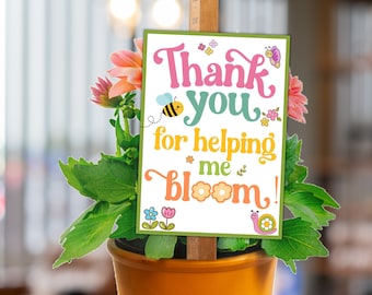 Thank You For Helping Me Bloom Tag Printable, Teacher Appreciation Bloom Plant Gift Tag, Teacher Thank You Succulent Gift Teacher Flower Tag