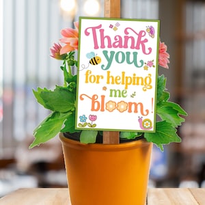 Étiquette cadeau Merci de m'avoir aidé à fleurir, étiquette cadeau plante fleurie appréciation enseignant, cadeau succulent cadeau enseignant étiquette fleur enseignant