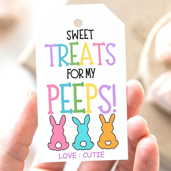 Printable Easter Treats for My Peeps Tags, Happy Easter treat tags, Favor Tag, Easter Basket Tag, Easter Class gifts