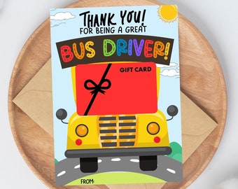 School Bus Driver Gift Card Holder Printable, Bus Driver Appreciation Gift, End of Year Bus Driver Thank You Card, Coffee/ Gas Gift Card