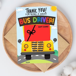 School Bus Driver Gift Card Holder Printable, Bus Driver Appreciation Gift, End of Year Bus Driver Thank You Card, Coffee/ Gas Gift Card image 1