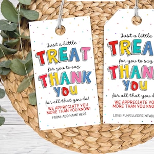 Treat For You To Say Thank You For All You Do Employee Appreciation Tag, Team Company Staff Corporate Gift Tag, Teacher Thank You Tag PTO