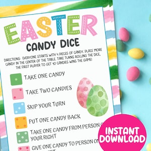Easter Candy Dice Game, Printable Easter Dice Game, Easter Games, Kids ...
