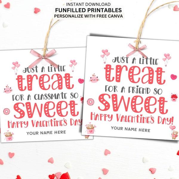 Kids Valentines Day Tags, School Classroom Valentine Tags, Friend Classmate Valentines Treat Bags Tag, Valentines Class Gift Tag, Goodie Bag