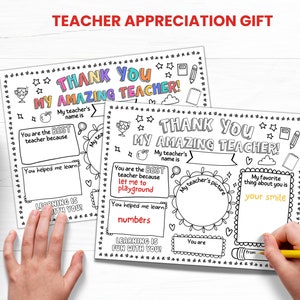 Lehrer Wertschätzung Geschenk Printable Lehrer Malseite für Kinder, Alles über meinen Lehrer Danke Geschenk, Anerkennung Woche Ende des Jahres Geschenk