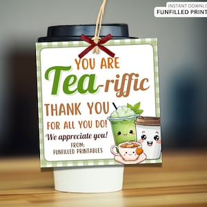 Etiqueta de presente de chá, etiqueta de agradecimento de chá você é TEA-rrific, presente de agradecimento da equipe de professores, etiqueta de agradecimento de funcionário da equipe de colegas de trabalho, etiqueta de chá gelado