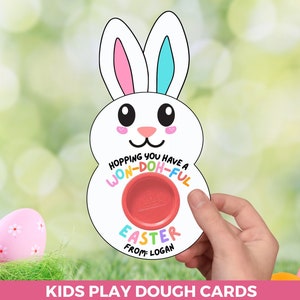 Étiquette-cadeau de Pâques en pâte à modeler imprimable, porte-pâte à modeler lapin de Pâques, cadeaux de classe de Pâques Play Doh, étiquettes de faveur de Pâques Playdoh pour enfants sans bonbons