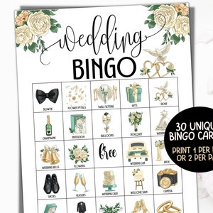 Cartelle da bingo per matrimoni, 30 giochi per il ricevimento di nozze, giochi da tavolo per matrimoni, attività per bambini, festa nuziale, giochi per l'addio al nubilato