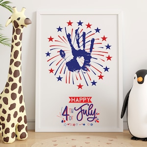 4th Of July Firework Handprint Art, Preschool Classroom Activities, 4th Of July Crafts For Kids, Independence day Art Craft Printable