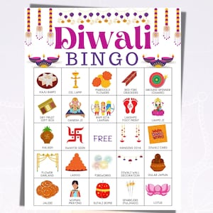 150 Diwali Bingo Cards, Diwali Bingo, Diwali Game, Printable Diwali Party Games For Adults Kids, Festival Ideas, Large Group Diwali Party