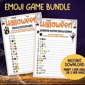 Halloween Emoji Pictionary Games, Halloween Pictionary, Horror Movie Emoji Game, Picture Trivia, Halloween Party Games For Teens Adults