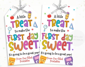 Back to school tags, First day treat tag , First day of school teacher gift tag, Welcome back tags, School favor tag