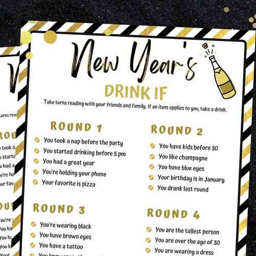 New Years Eve Game Drink If Game Printable New Year's - Etsy Canada