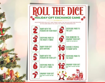 Christmas Gift Exchange Dice Game, Roll the Dice Holiday Gift Exchange Game/ Gift Swap, Christmas Day Christmas Party Game For Kids Adults