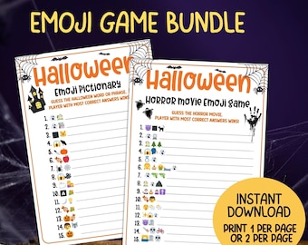 Halloween Emoji Game Printable, Halloween Party Game For Teens Adults, Halloween Emoji Pictionary, Horror Movie Picture Trivia Fun Activity
