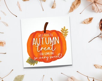 Tag voor herfsttraktatie, pompoen-cadeaukaartjes, Thanksgiving-tag, herfstgunst-tags, herfstcadeautag, cookietag, afdrukbare traktatie-tag herfstoogst