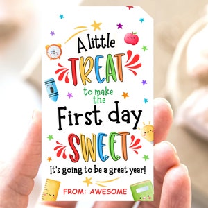 Étiquette pour friandises pour le premier jour d'école, étiquette à biscuits pour enseignant, étiquettes de sac-cadeau de bienvenue à l'école, premier jour de fête pour les élèves de la classe