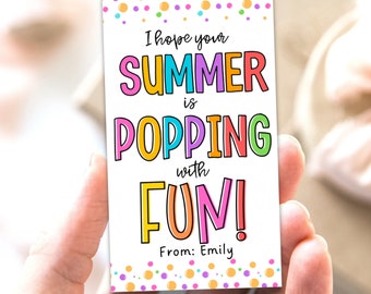 Hope Your Summer Is Popping With Fun Pop It Tag, End Of Year Popcorn Tag, Fidget Toy Tag, Kids Student Classmate Gift, Freezer Pop Gift Tag