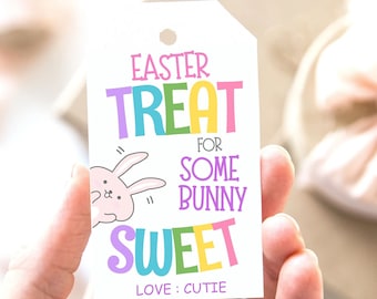 Easter Treat Tags, Printable Easter Bunny Treats Bag Tag, Kids Easter Class Gifts, Some Bunny Sweet Easter Basket Tag For Coworkers Teachers