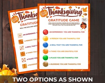 Thanksgiving Gratitude Game Bundle, Dice Gratitude Game, Candy Gratitude Game, Kids Thanksgiving Game, Family Dinner Table/ Class Activity
