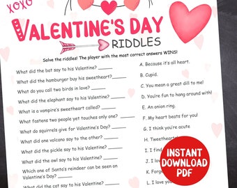 Valentine Riddles for Kids, Printable Valentine's Day Jokes, Valentines ...