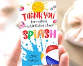 Summer pool party favors tag, Summer themed birthday party favors, Kids pool party thank you tags, editable birthday favor tag beach
