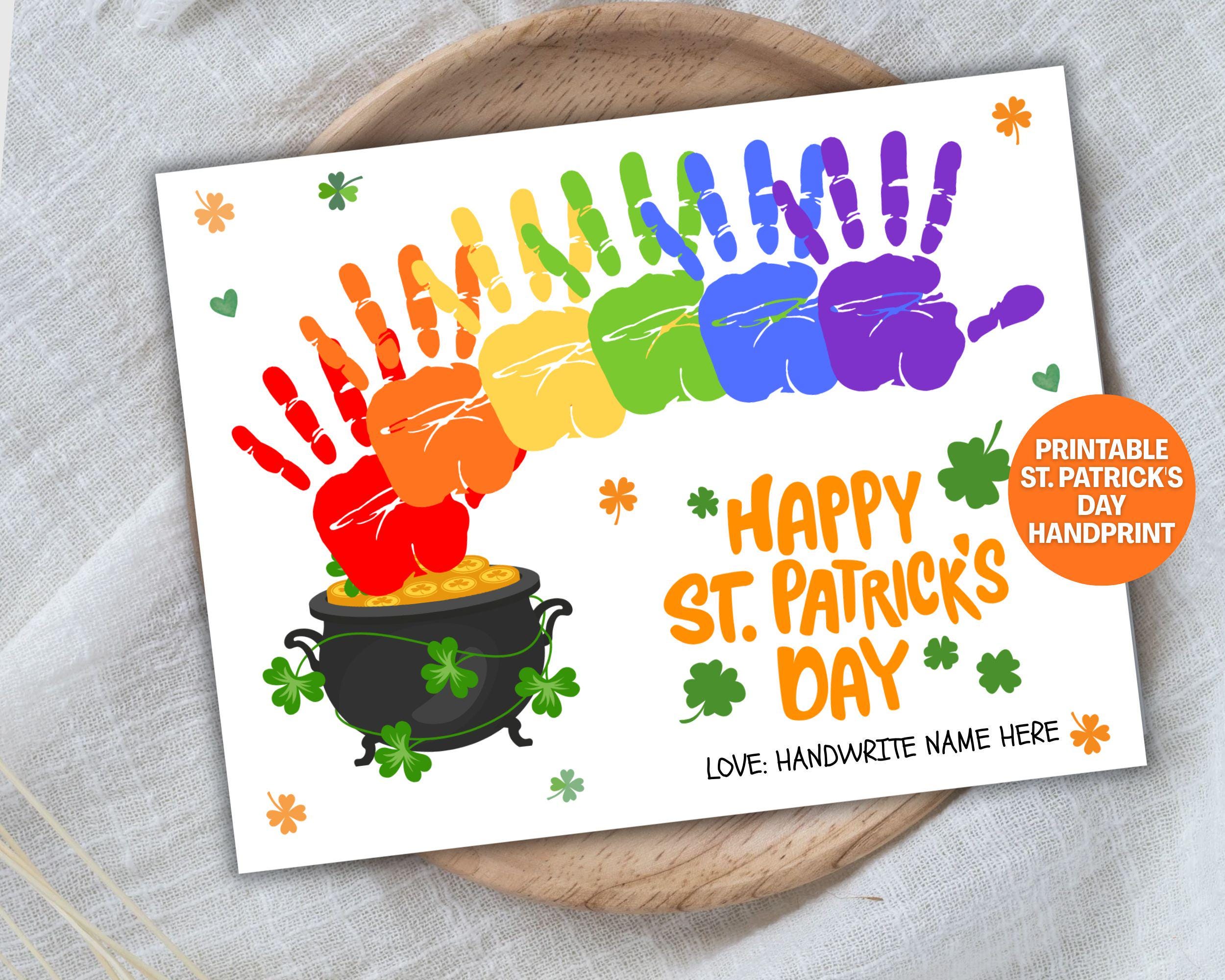 St. Patrick's Day Handprint Rainbow Art, Pot of Gold Craft PRINTABLE ...