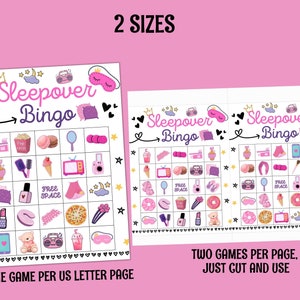 Sleepover bingo game, Slumber party bingo, Pajama Party bingo, Slumber Party Games, Sleepover Party, Birthday party bingo games printable image 3