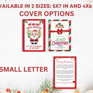Puede incluir: Cuadernos navide&ntilde;os con cubiertas rojas. Un cuaderno presenta a Pap&aacute; Noel y el texto "&iexcl;Ho-Ho-Ho! &iexcl;Feliz Navidad!" y "&iexcl;Sintamos la Navidad todo el a&ntilde;o!" Otro cuaderno tiene el texto "Feliz Navidad". Disponibles en 12,7x17,8 cm y 10,2x15,2 cm.
