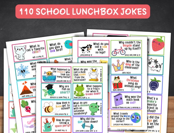 Kids Lunch Box Notes Jokes, Lunch Box Jokes Printable, Kids Lunch Notes, Lunchbox Cards, Printable Back To School Jokes PDF BUNDLE,