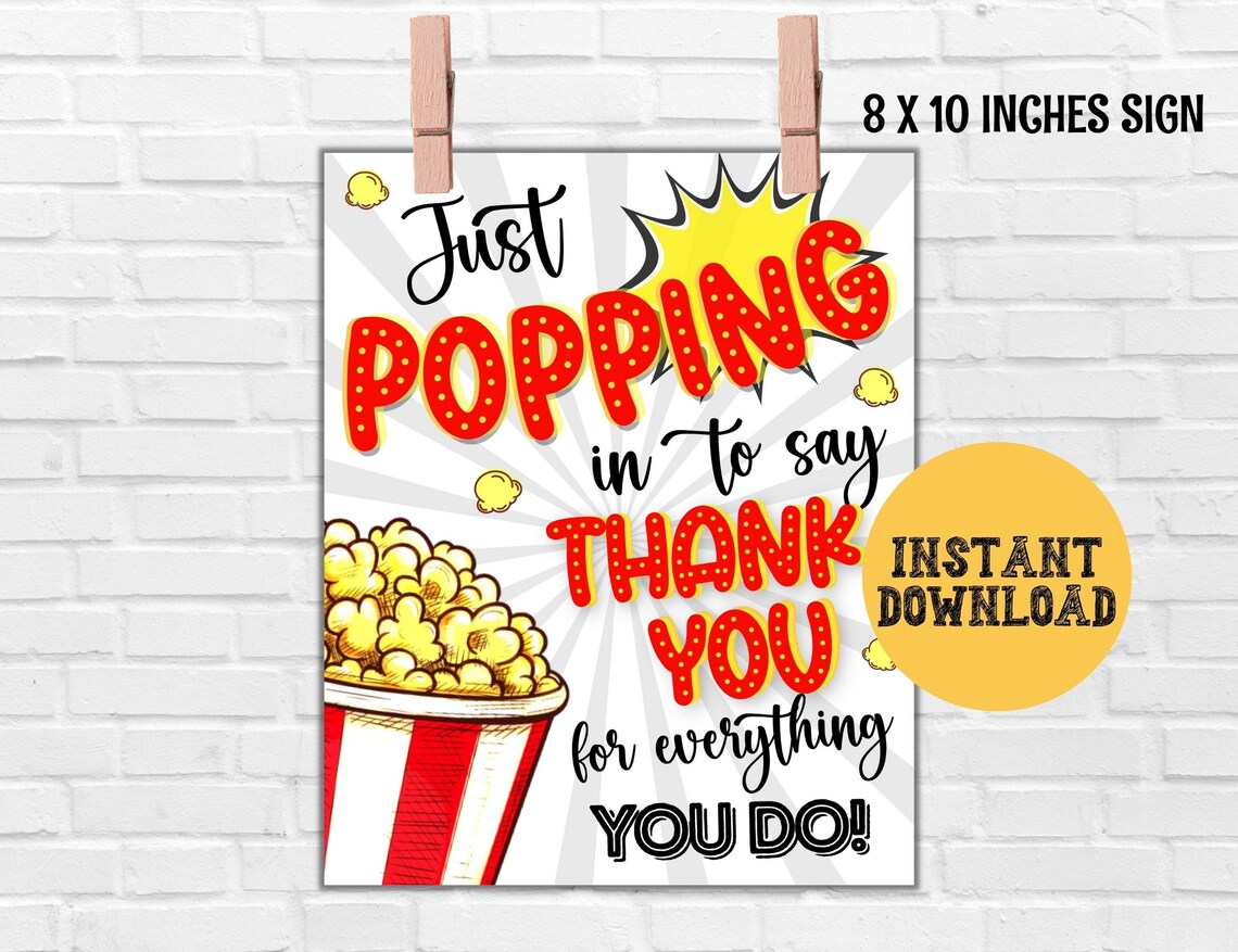 Popcorn Appreciation Sign Printable, Teacher Appreciation Staff ...