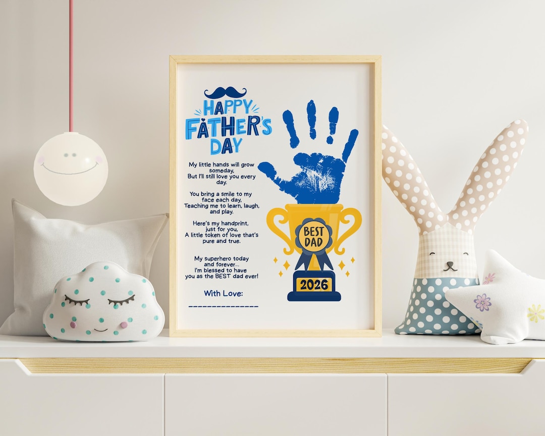 Father’s Day Trophy Handprint Craft PRINTABLE Best Dad Trophy Handprint ...