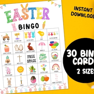 Easter Bingo Printable, 30 Easter Bingo Cards, Easter Party Game, Kids Easter Activity, Church Easter Classroom Game